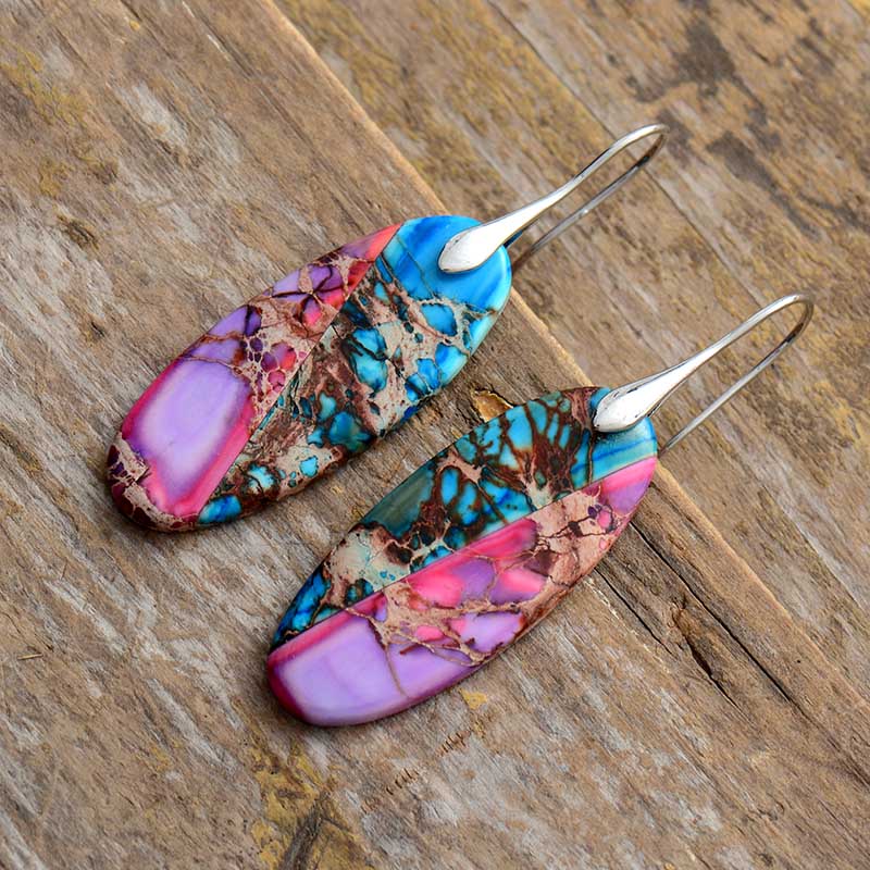 Luxury Women Jaspers Dangle Earrings Elegant Lady Boho Natural Stones Earring Teen girls Jewelry Dropship Wholesale